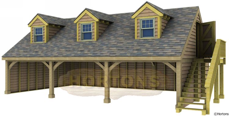 Post and Beam 8.74m x 6m Triple Bay Garage - Click Image to Close