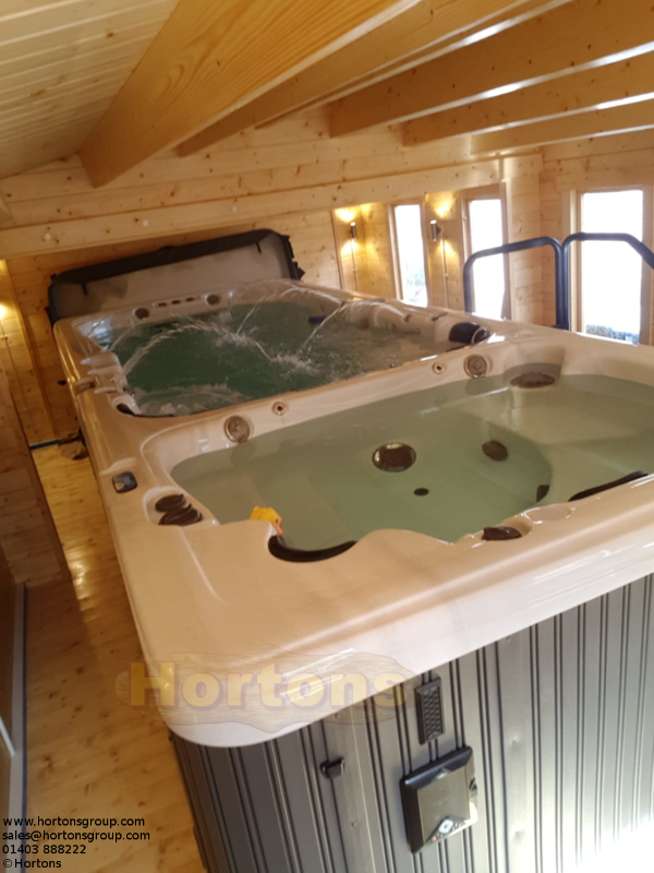 8.5m x 4.5m loc cabin housing with an endless swim spa_2