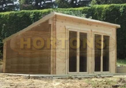 Log Cabin 5.0 x 4.0m Pent roof 28mm log cabin