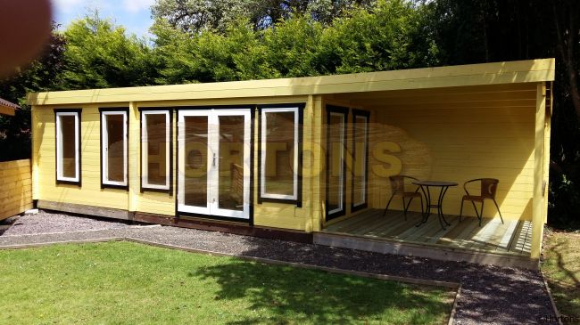 10x3m Pent roof Leisure log cabin - Click Image to Close