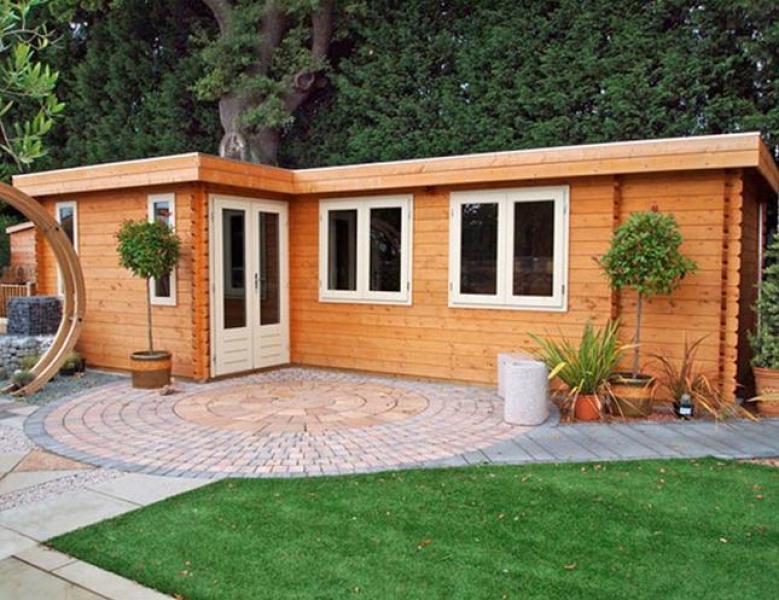 Lugarde Flat roof Log Cabin Bordeaux 7.0 x 3.5m - Click Image to Close
