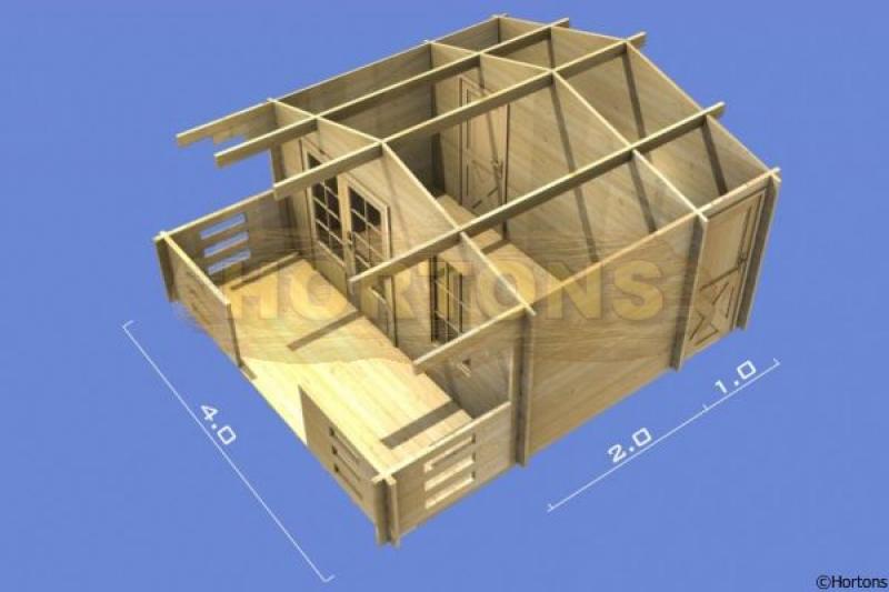 4m x 3m Edward log cabin - 35mm wall logs - Click Image to Close