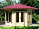 Log Cabin 4.2m Hexagonal Summerhouse Lugarde Prima Lisa Flat Roof