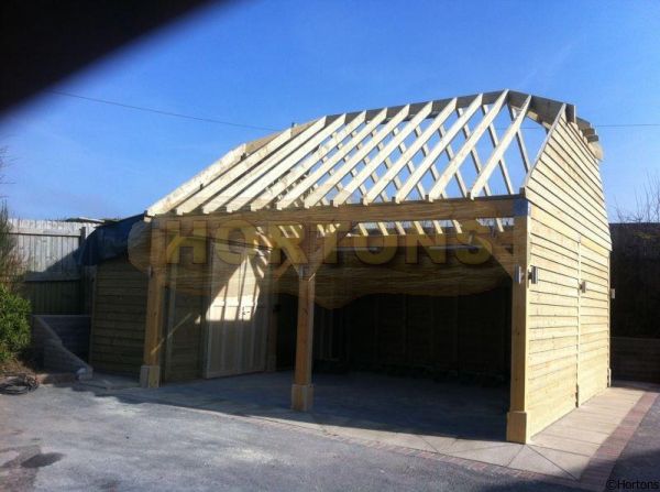 Hortons 2 bay post & beam oak style frame garage - Click Image to Close