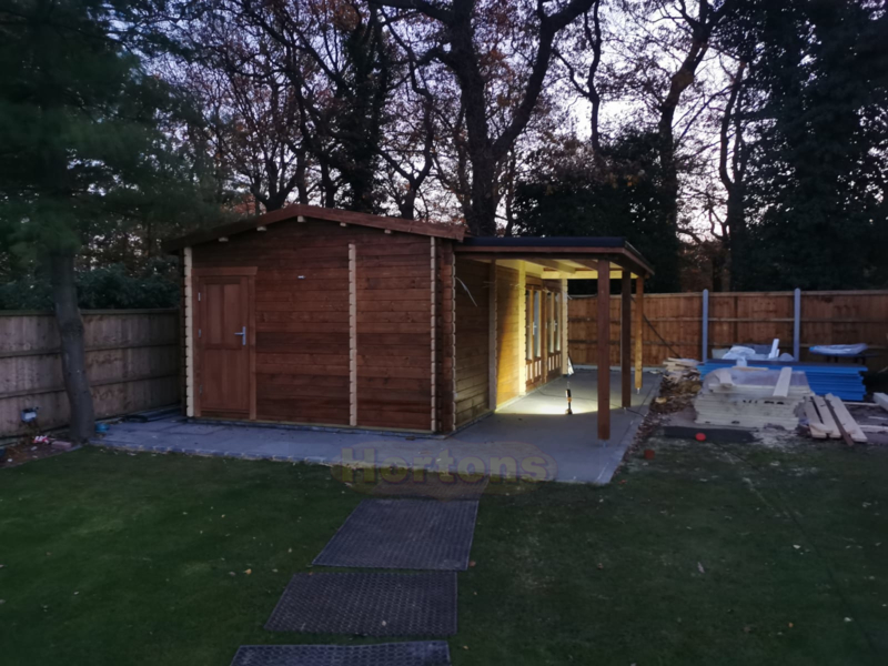 4m x 8 custom garden room - 44mm insulated Twin Skin with 3 rooms and lean to gazebo_1