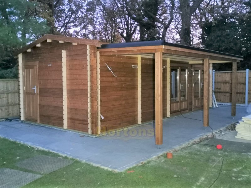 4m x 8 custom garden room - 44mm insulated Twin Skin with 3 rooms and lean to gazebo_2
