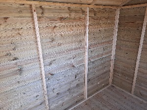 Shed wall showing internal framework