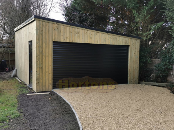5.5m x 6m pent roof modern style timber framed garage_1