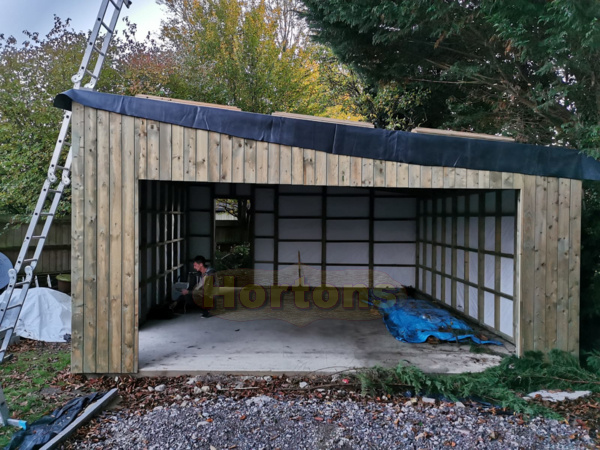 5.5m x 6m pent roof modern style timber framed garage_4