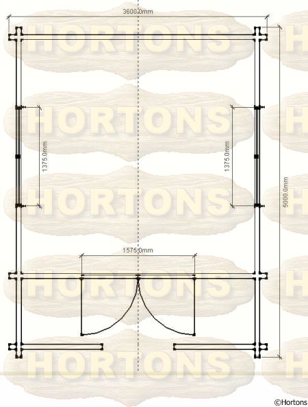 3.6m x 4m Preston "D" profile Log Cabin 90mm