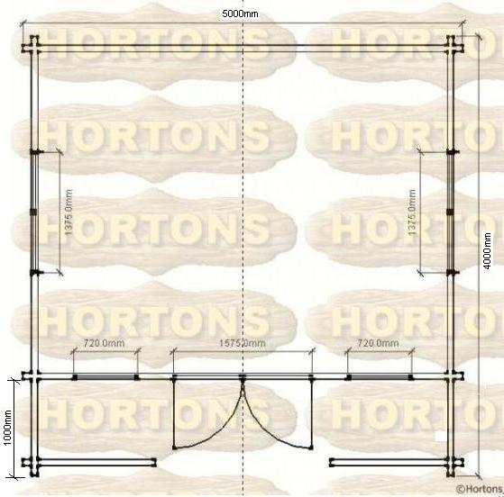 5m x 3m Windsor 90mm "D" profile log cabin