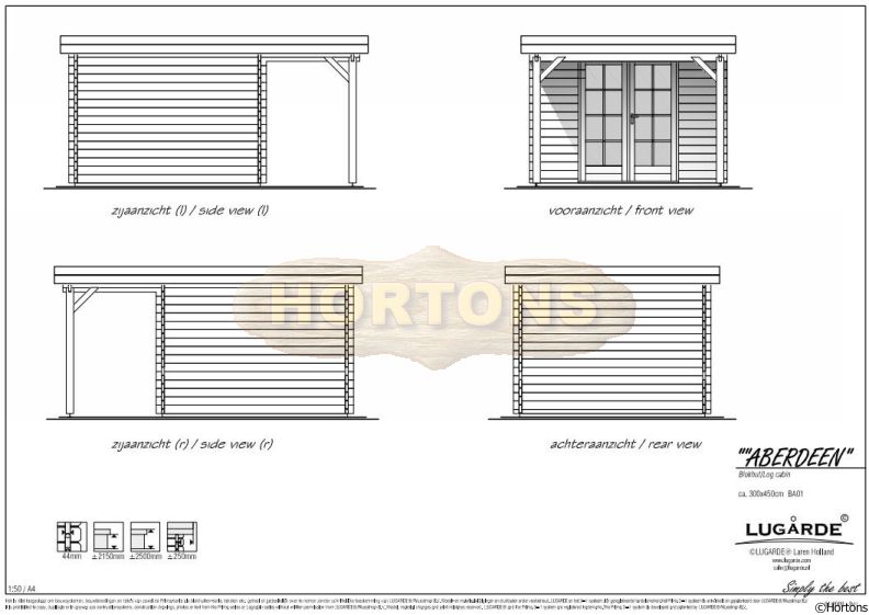 Lugarde Log Cabin Aberdeen 3m x 4.5m