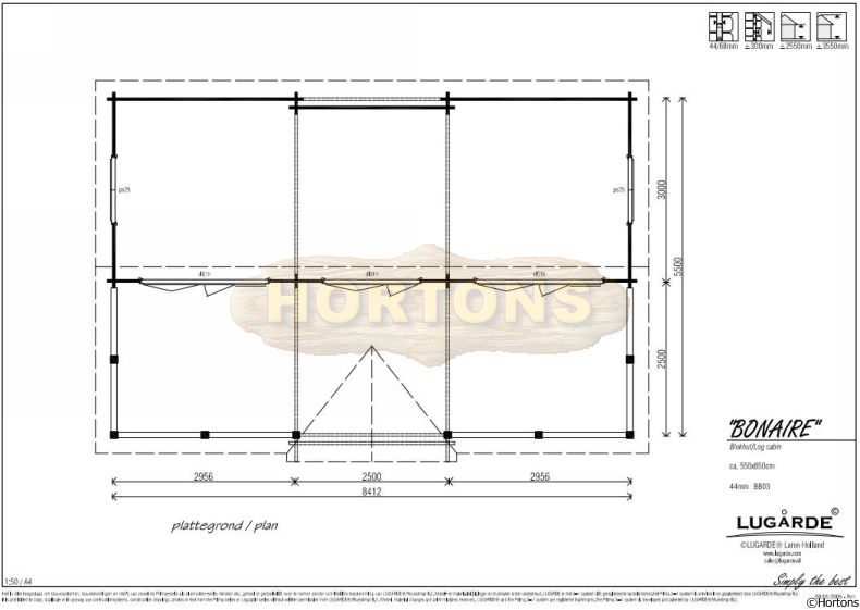 Lugarde 44mm Log Cabin Bonaire 8.5 x 5.5m