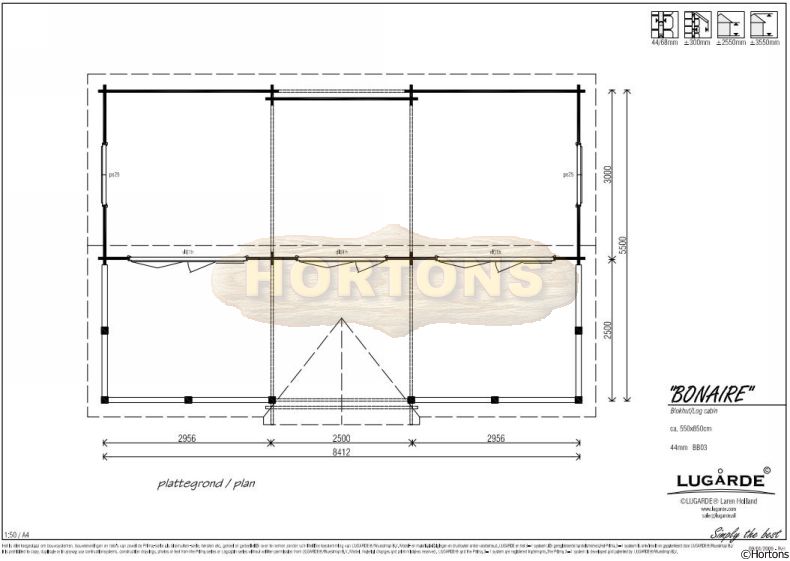 Lugarde 44mm Log Cabin Bonaire 8.5 x 5.5m - Click Image to Close