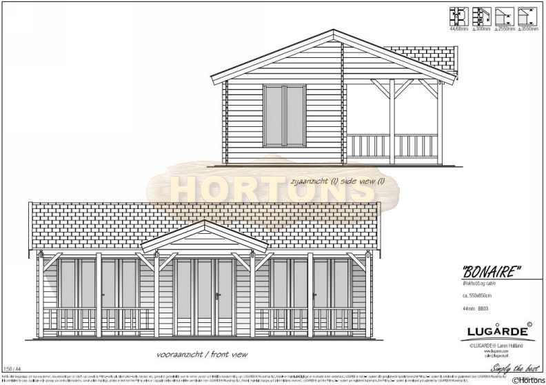 Lugarde 44mm Log Cabin Bonaire 8.5 x 5.5m