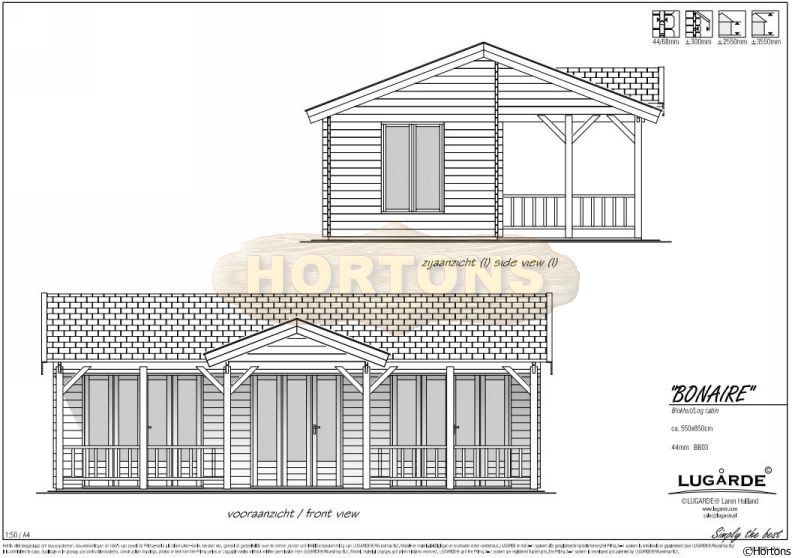 Lugarde 44mm Log Cabin Bonaire 8.5 x 5.5m - Click Image to Close