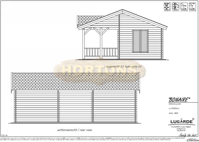 Lugarde 44mm Log Cabin Bonaire 8.5 x 5.5m