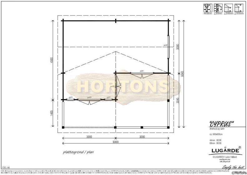 Lugarde Log Cabin Cyprus 6m x 6m