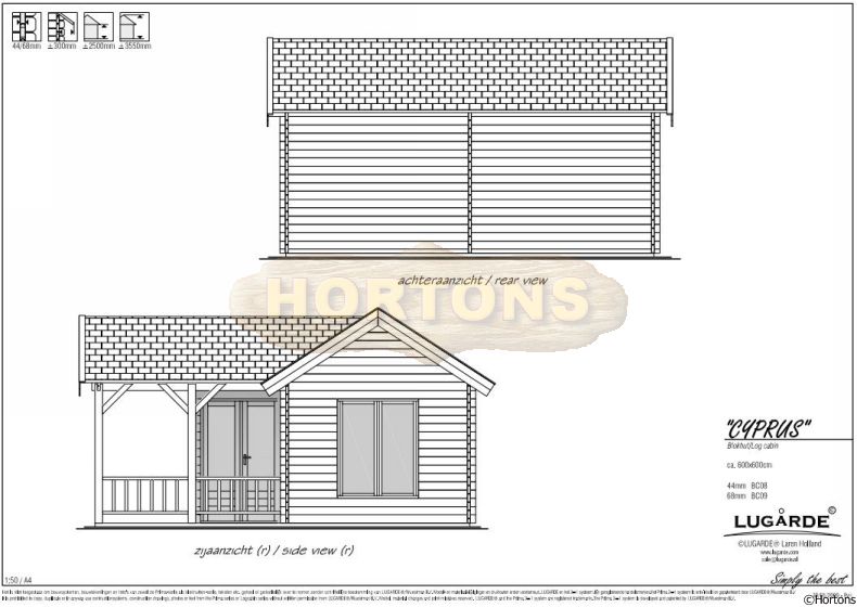 Lugarde Log Cabin Cyprus 6m x 6m