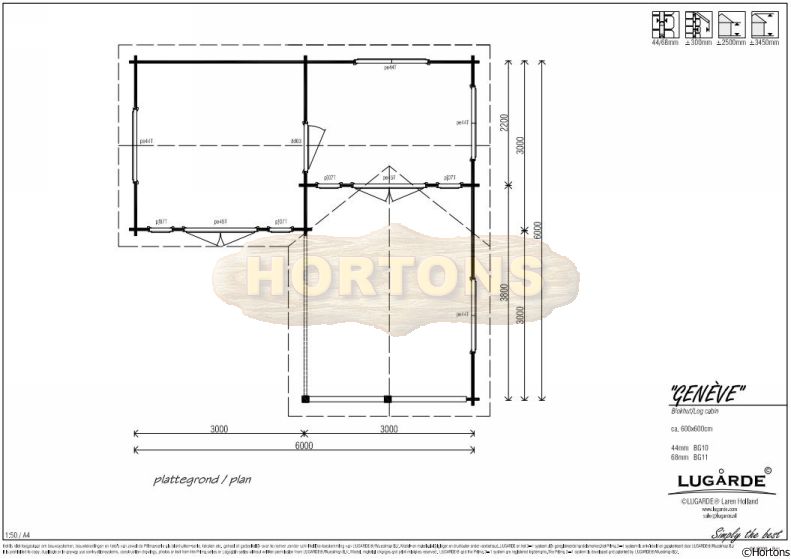 Lugarde Log Cabin Geneva 6.0m x 6.0m - Click Image to Close