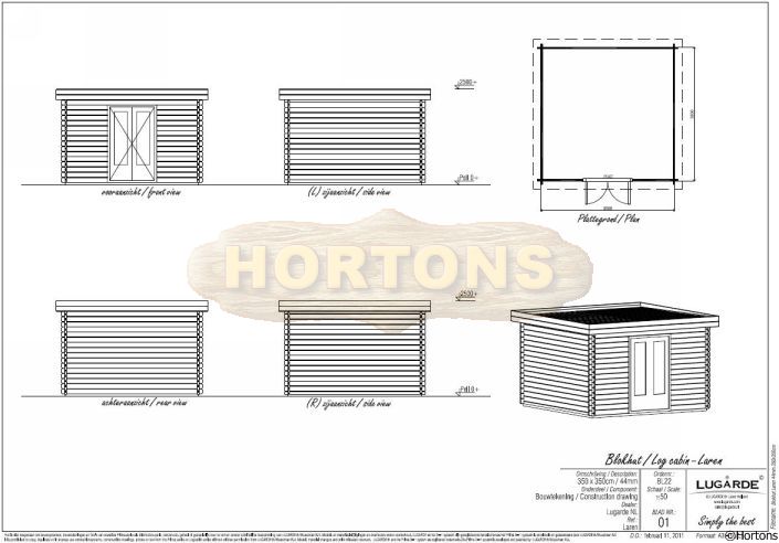 Lugarde Flat roof Log Cabin Laren 3.5m x 3.5m