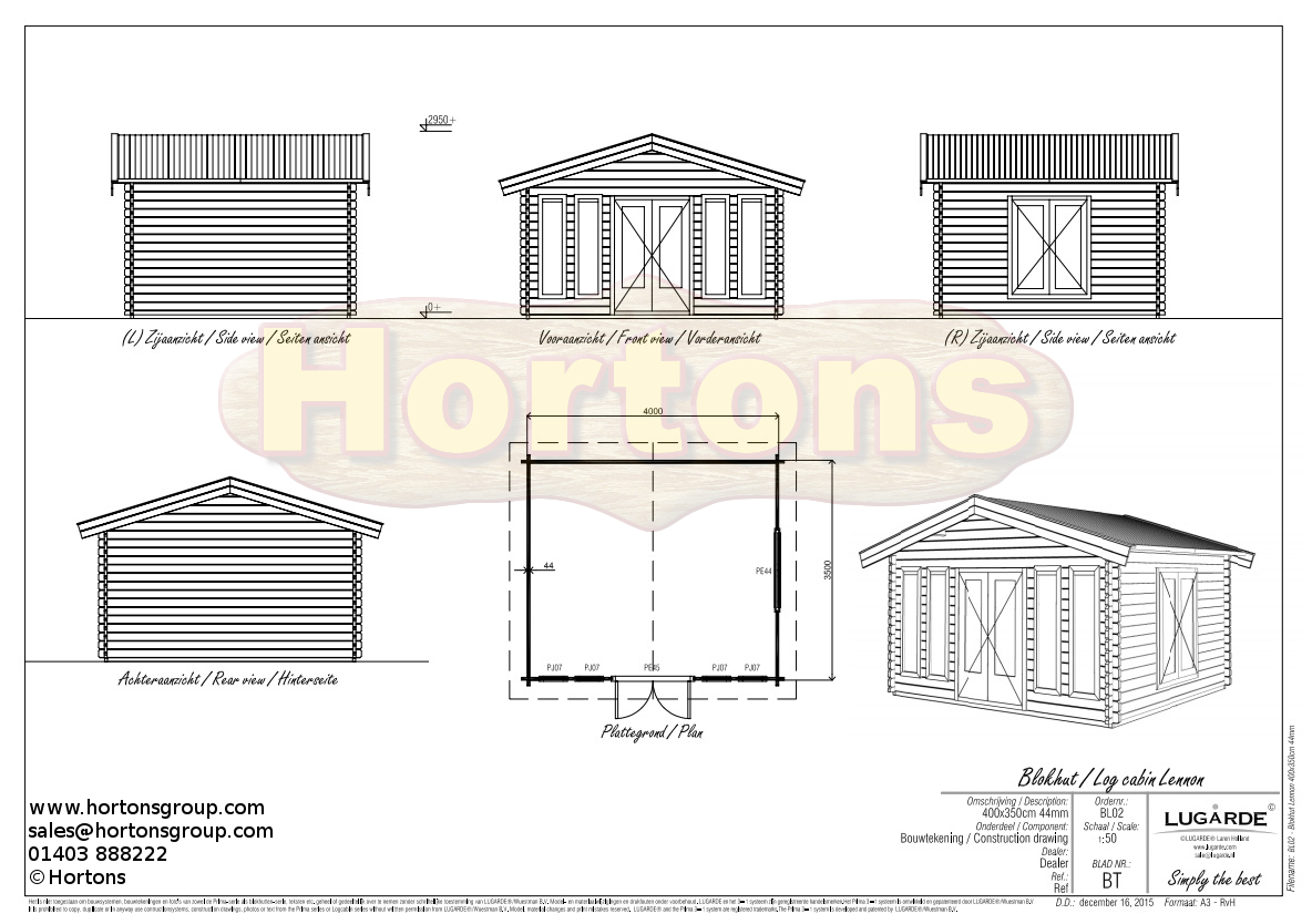 Lugarde Lennon 4m x 3.5m Log Cabin - Click Image to Close