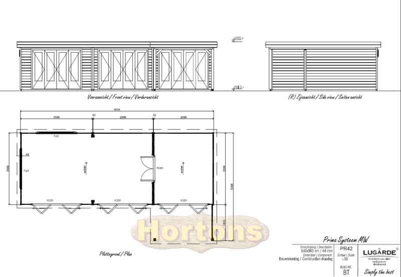 9.6m x 5.4m Lugarde Prima PR42 Combination Garden Room