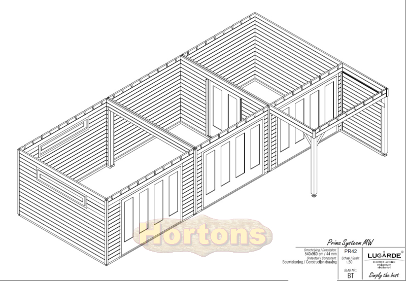 9.6m x 5.4m Lugarde Prima PR42 Combination Garden Room