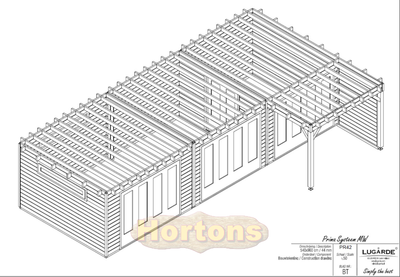 9.6m x 5.4m Lugarde Prima PR42 Combination Garden Room