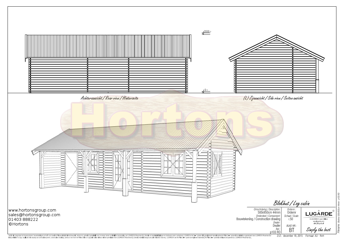 Lugarde 44mm Log Cabin Holiday home 9.5m x 5m
