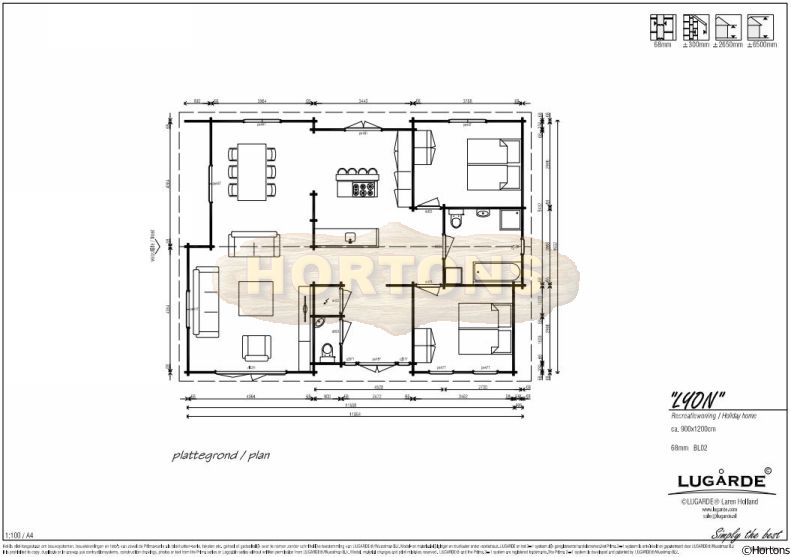 Lugarde 68mm Log House Lyon 12 x 9m