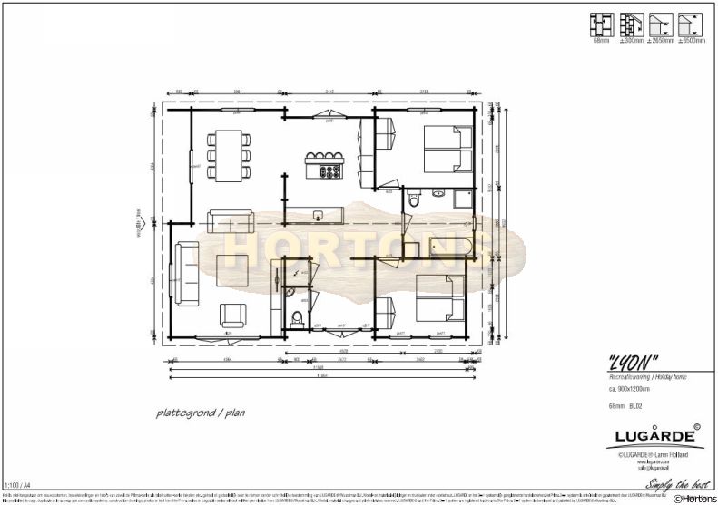 Lugarde 68mm Log House Lyon 12 x 9m - Click Image to Close