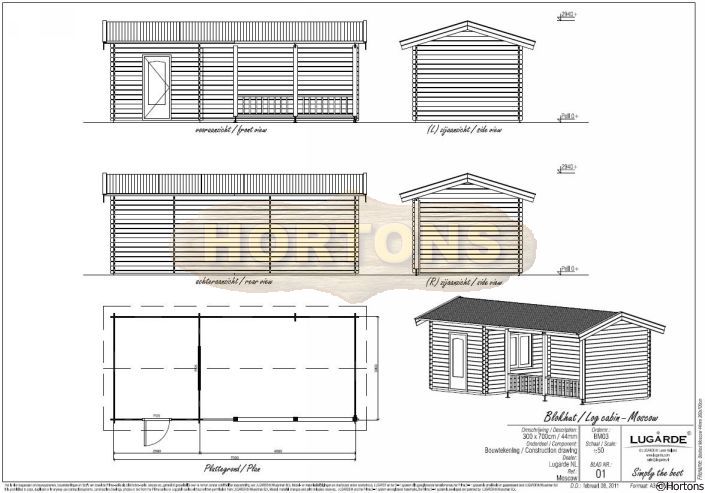 Lugarde 44mm Log Cabin Moscow 7.0 x 3.0m - Click Image to Close