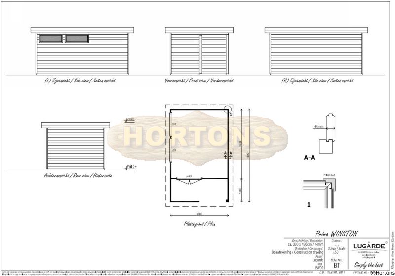 3.0 x 4.8m 44mm Lugarde Prima Winston - Click Image to Close