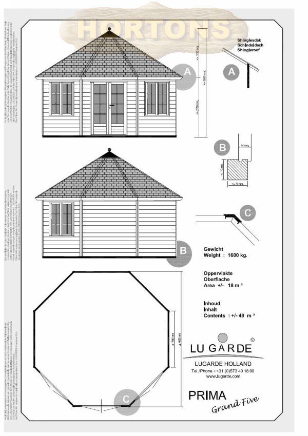 5.0m Octagonal Summerhouse Lugarde Prima Grand 5 - Click Image to Close
