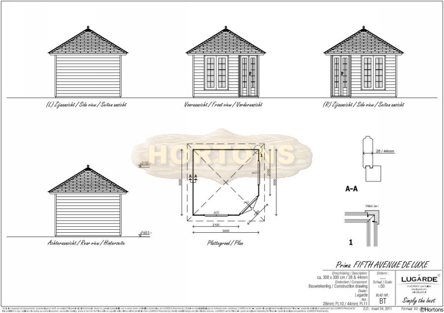 3x3 m Lugarde Prima Fifth Avenue De Luxe Corner unit - Click Image to Close