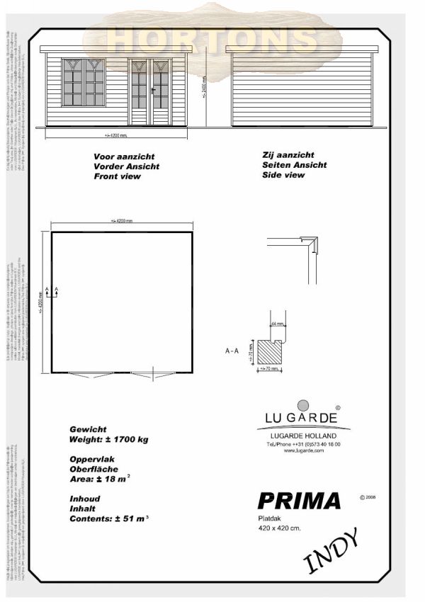 Lugarde Prima Indy 4.2 x 4.2m - Click Image to Close