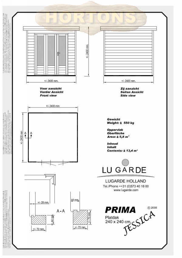 2.4 x 2.4m Lugarde Prima Jessica - Click Image to Close