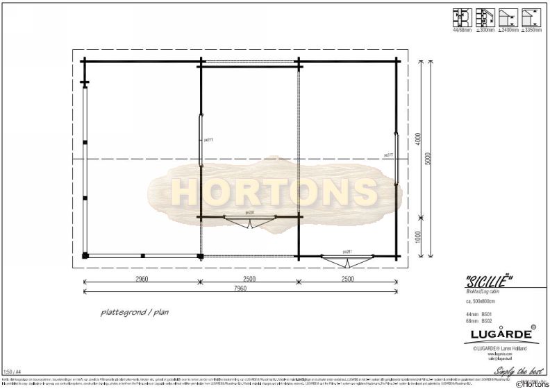 Lugarde Log Cabin Sicily 8.0 x 5.0m