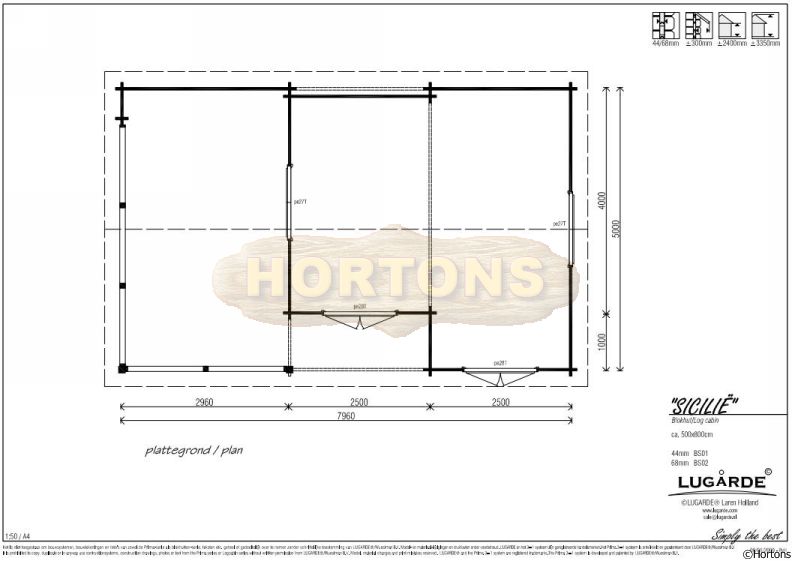 Lugarde Log Cabin Sicily 8.0 x 5.0m - Click Image to Close