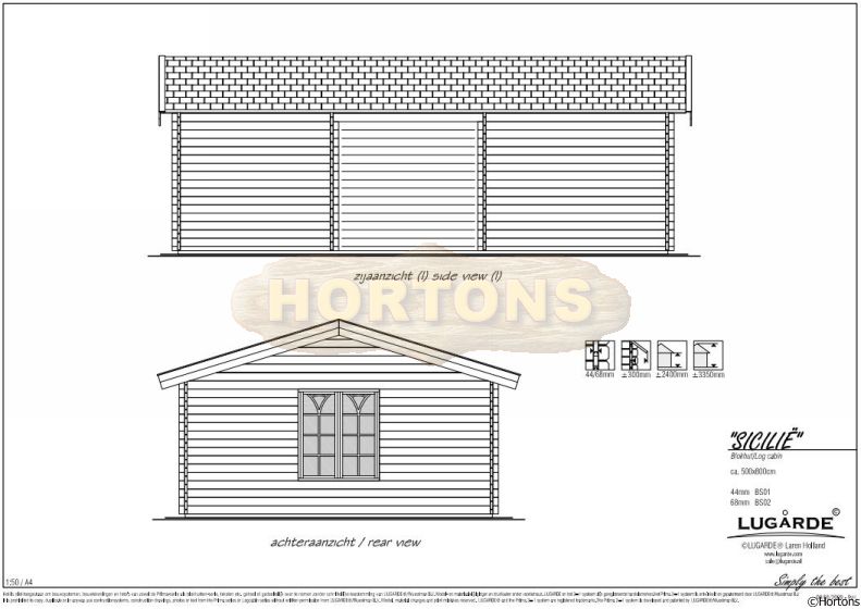 Lugarde Log Cabin Sicily 8.0 x 5.0m - Click Image to Close