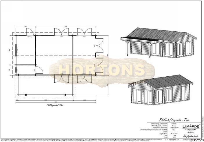 Lugarde 68mm Log Cabin Timo 8.0 x 4.0m
