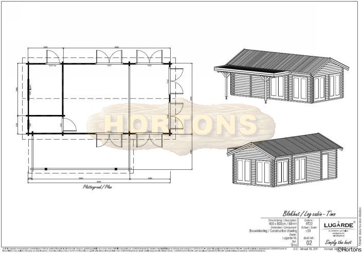 Lugarde 68mm Log Cabin Timo 8.0 x 4.0m - Click Image to Close