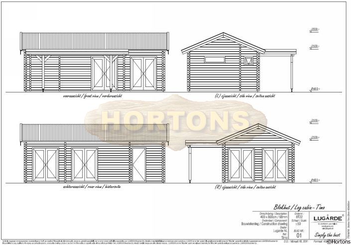 Lugarde 68mm Log Cabin Timo 8.0 x 4.0m