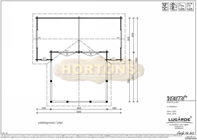Lugarde Log Cabin Venice 6x6m