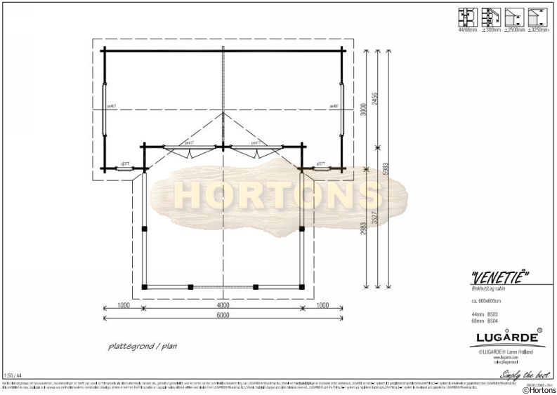 Lugarde Log Cabin Venice 6x6m - Click Image to Close