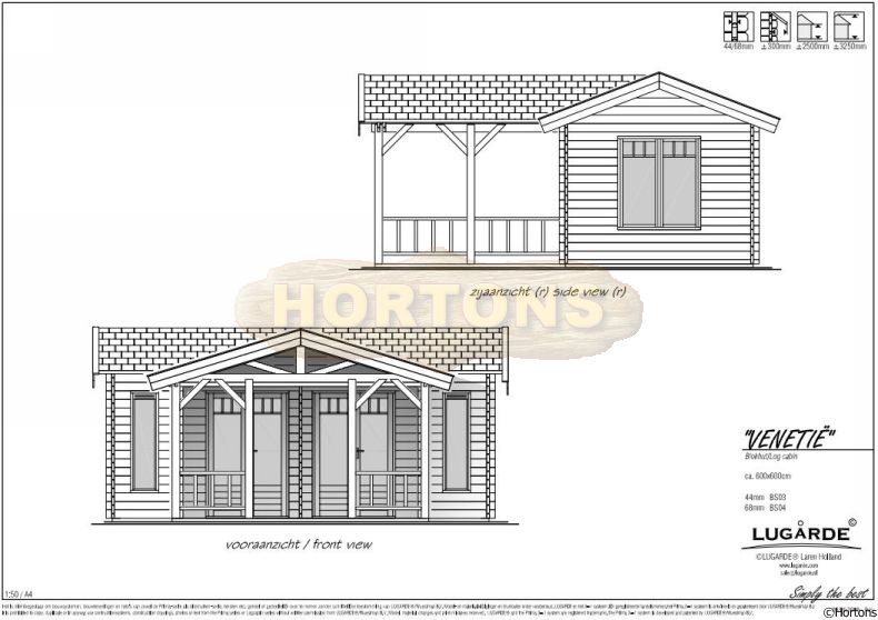 Lugarde Log Cabin Venice 6x6m - Click Image to Close