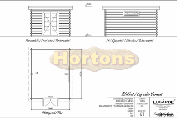 Lugarde Flat roof Log Cabin Vermont 3m x 4m - Click Image to Close