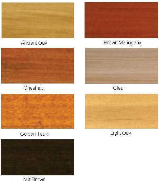 Wood treatments colour chart