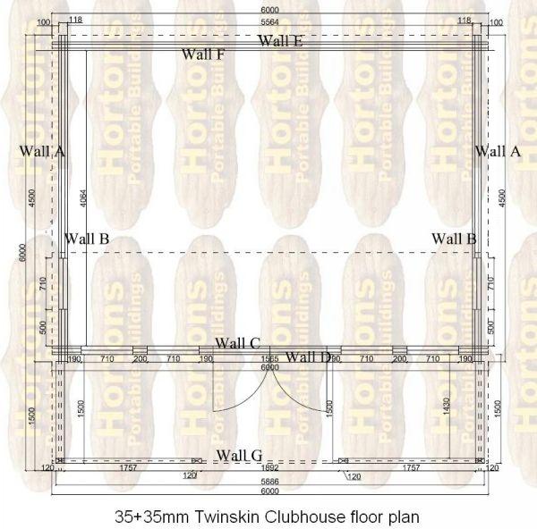 The Clubhouse 6x6m pavilion, 45mm wall log - Click Image to Close